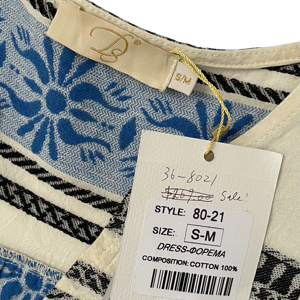 NWT DS Collection Maxi Midi Dress - Greece -Mediterranean - Blue + White - S/M - Picture 3 of 5